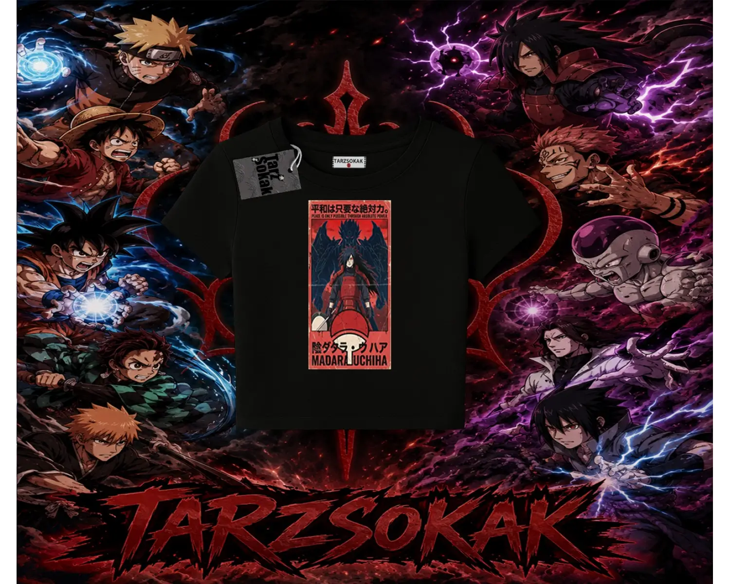 Madara Uchiha Naruto Anime Karakteri Kadın Baby Tee Beyaz