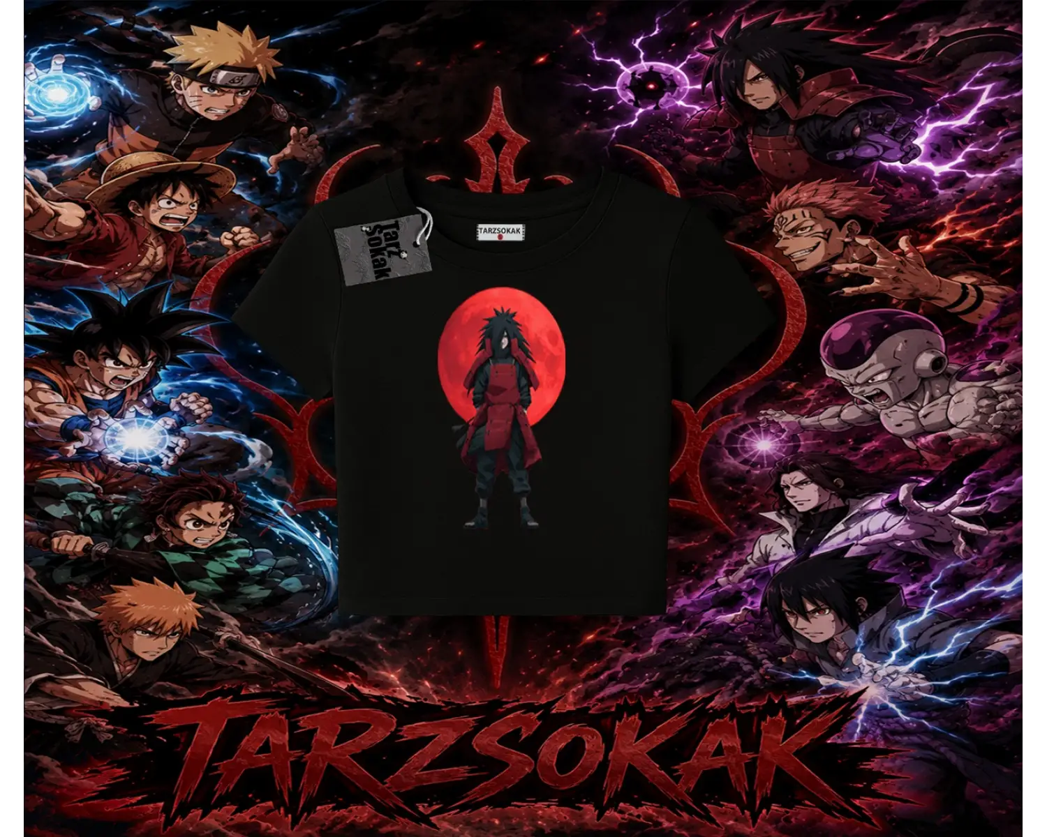 Madara Uchiha Naruto Anime Karakteri Kadın Baby Tee Beyaz