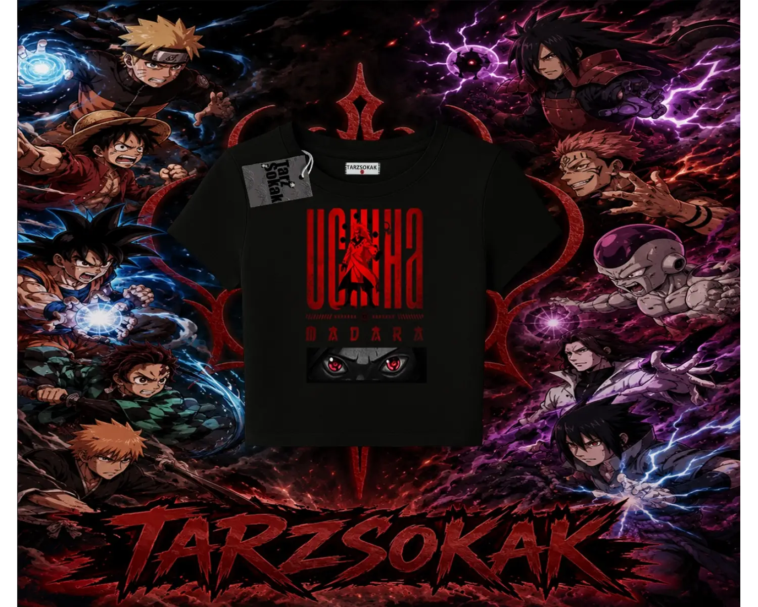 Madara Uchiha Naruto Anime Karakteri Kadın Baby Tee Beyaz