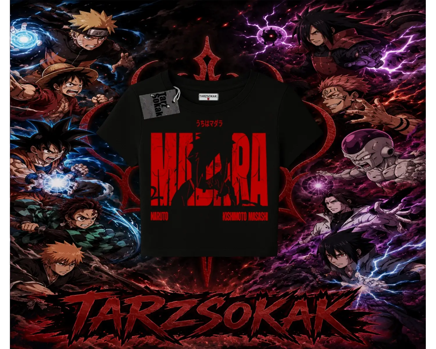 Madara Uchiha Naruto Anime Karakteri Kadın Baby Tee Beyaz