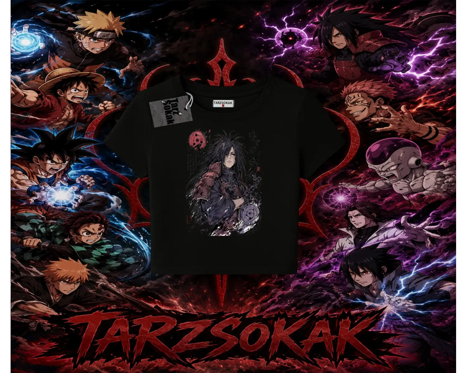 Madara Uchiha Naruto Anime Karakteri Kadın Baby Tee Beyaz