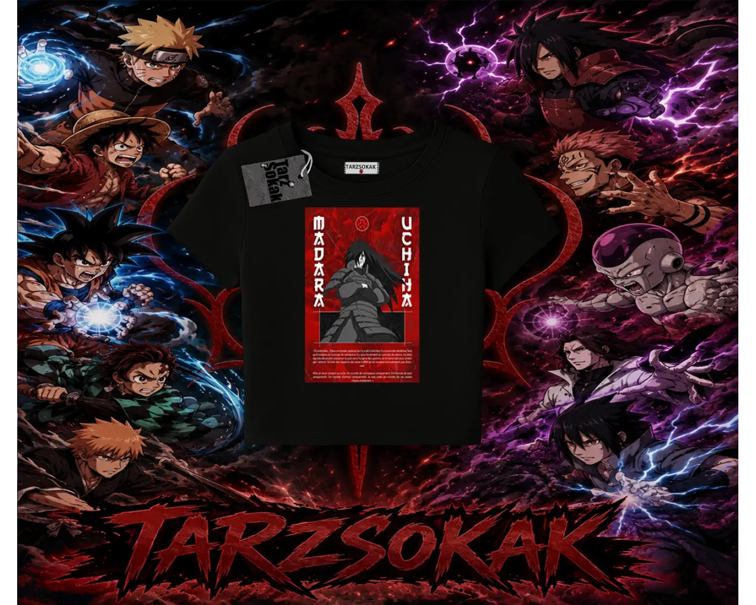 Madara Uchiha Naruto Anime Karakteri Kadın Baby Tee Beyaz