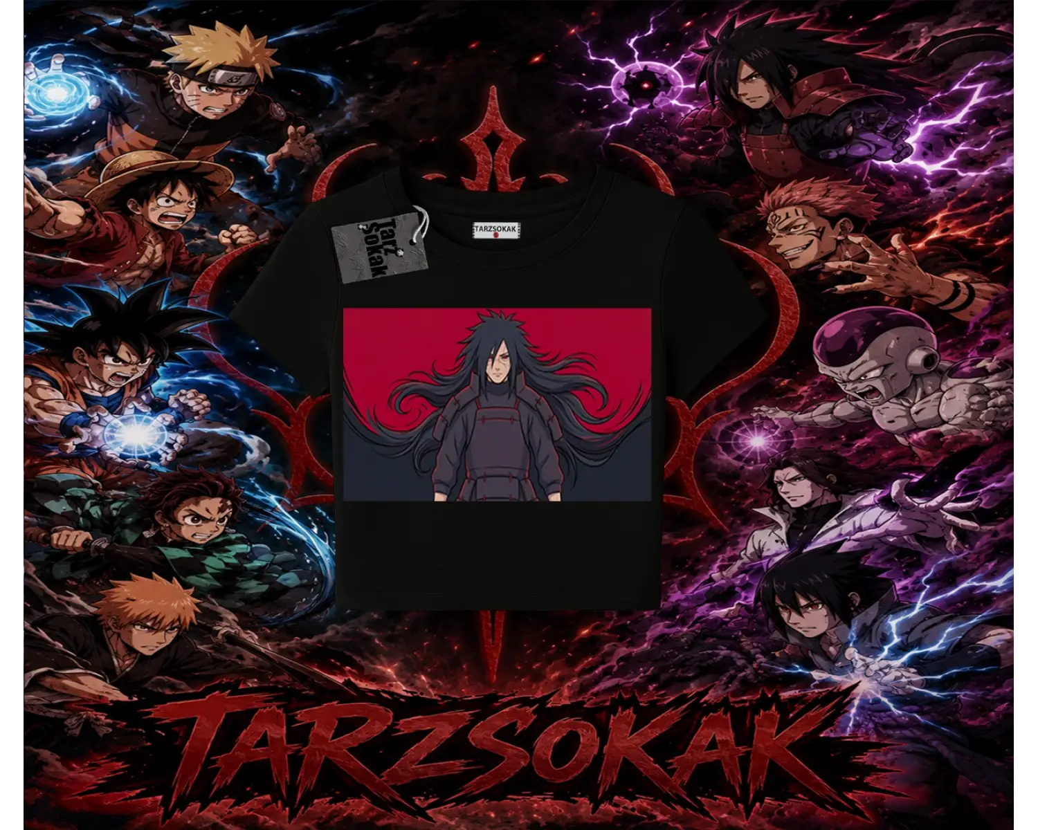 Madara Uchiha Naruto Anime Karakteri Kadın Baby Tee Beyaz