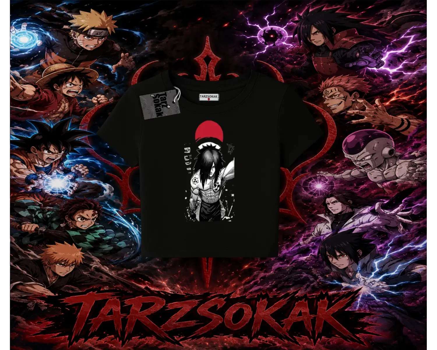 Madara Uchiha Naruto Anime Karakteri Kadın Baby Tee Beyaz