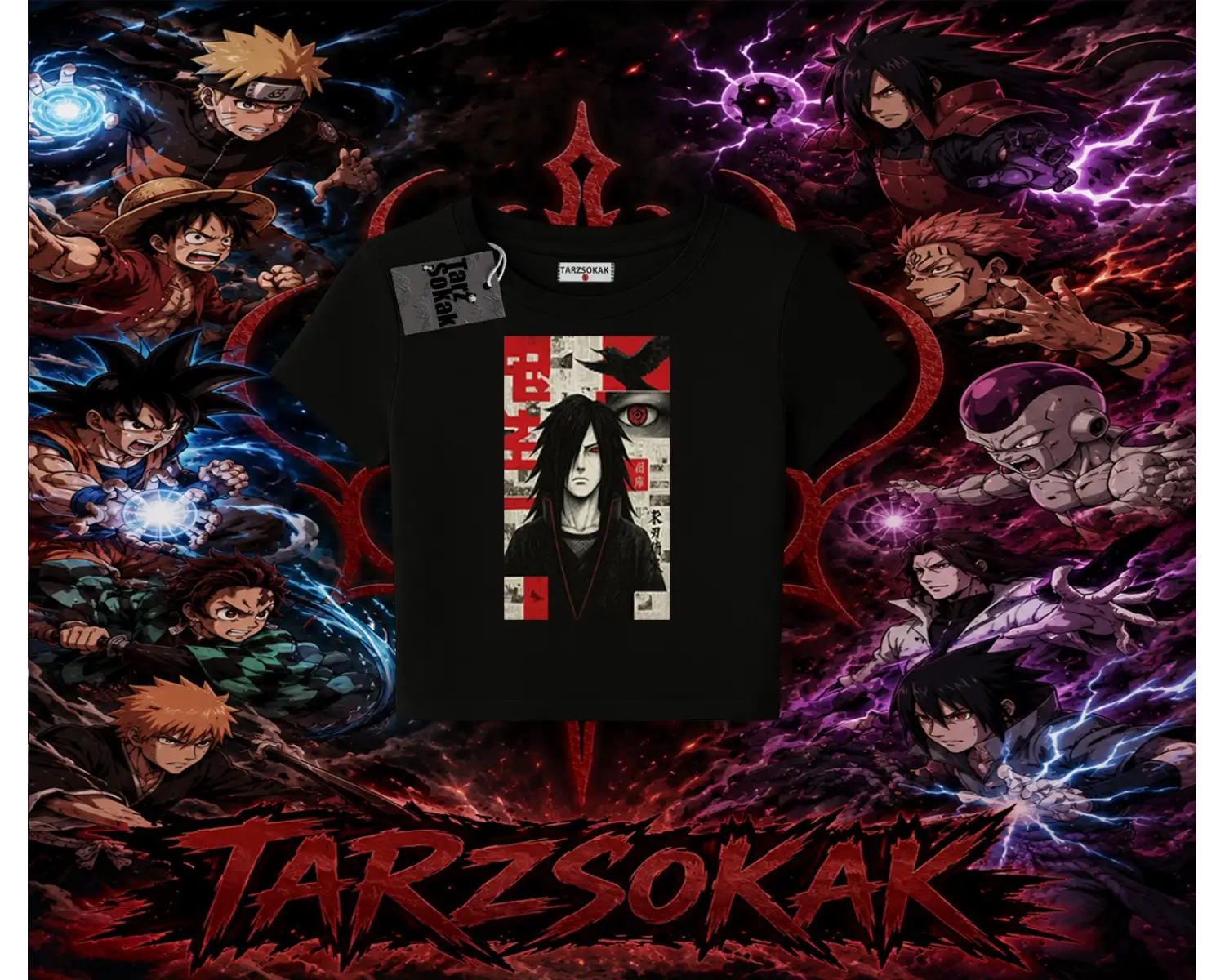Madara Uchiha Naruto Anime Karakteri Kadın Baby Tee Beyaz