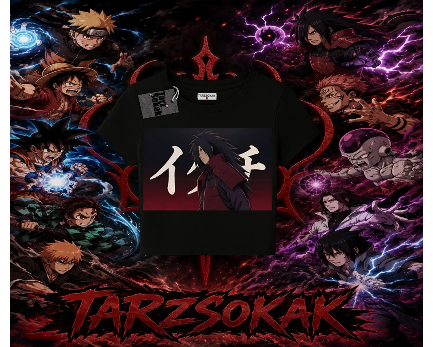 Madara Uchiha Naruto Anime Karakteri Kadın Baby Tee Beyaz