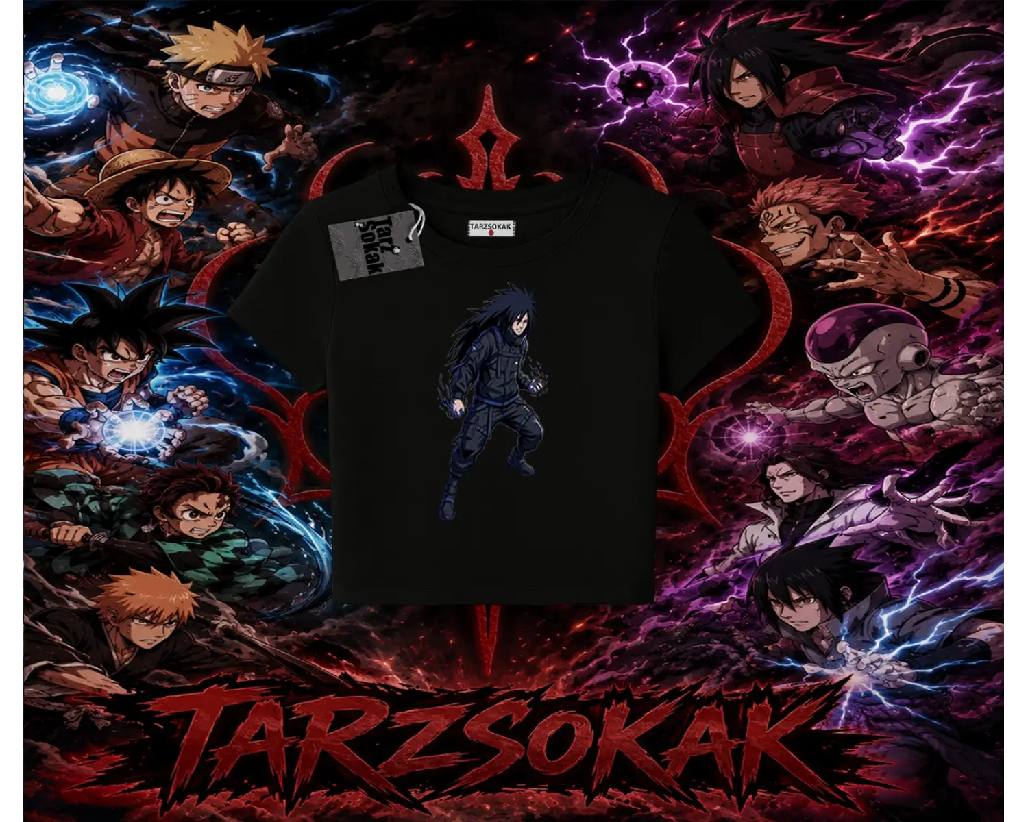 Madara Uchiha Naruto Anime Karakteri Kadın Baby Tee Beyaz