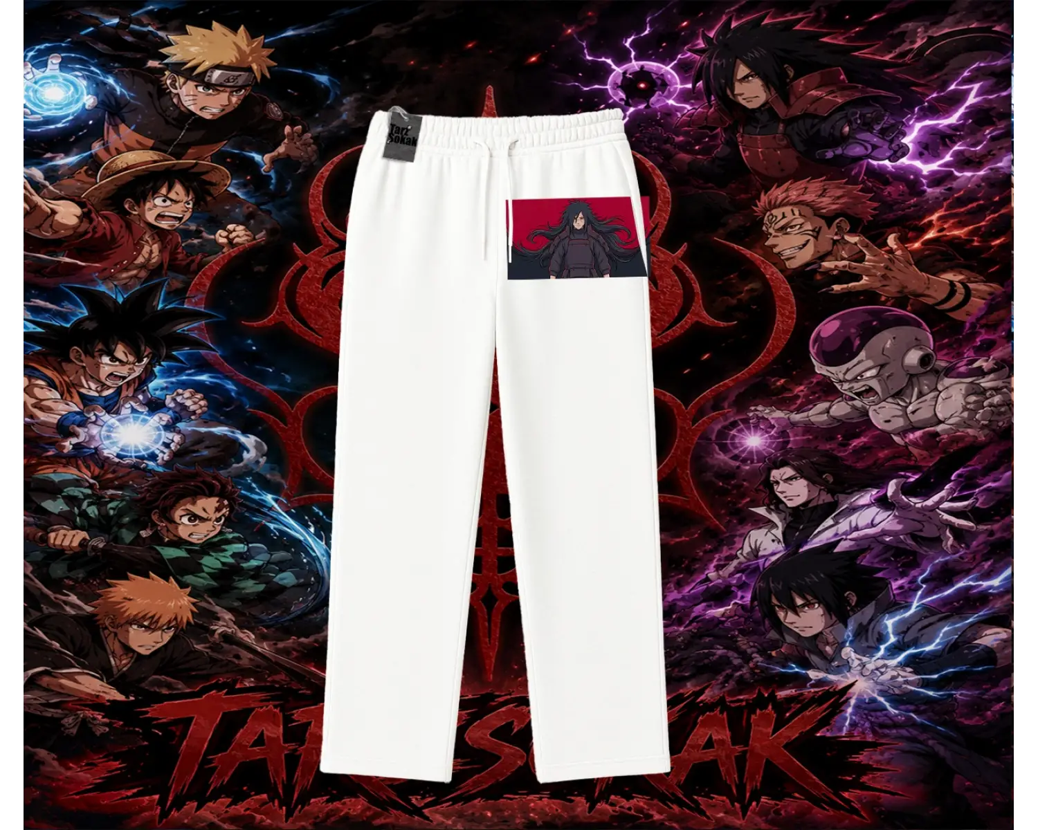 Madara Uchiha Naruto Anime Karakteri Unisex Baggy Eşofman Altı Beyaz