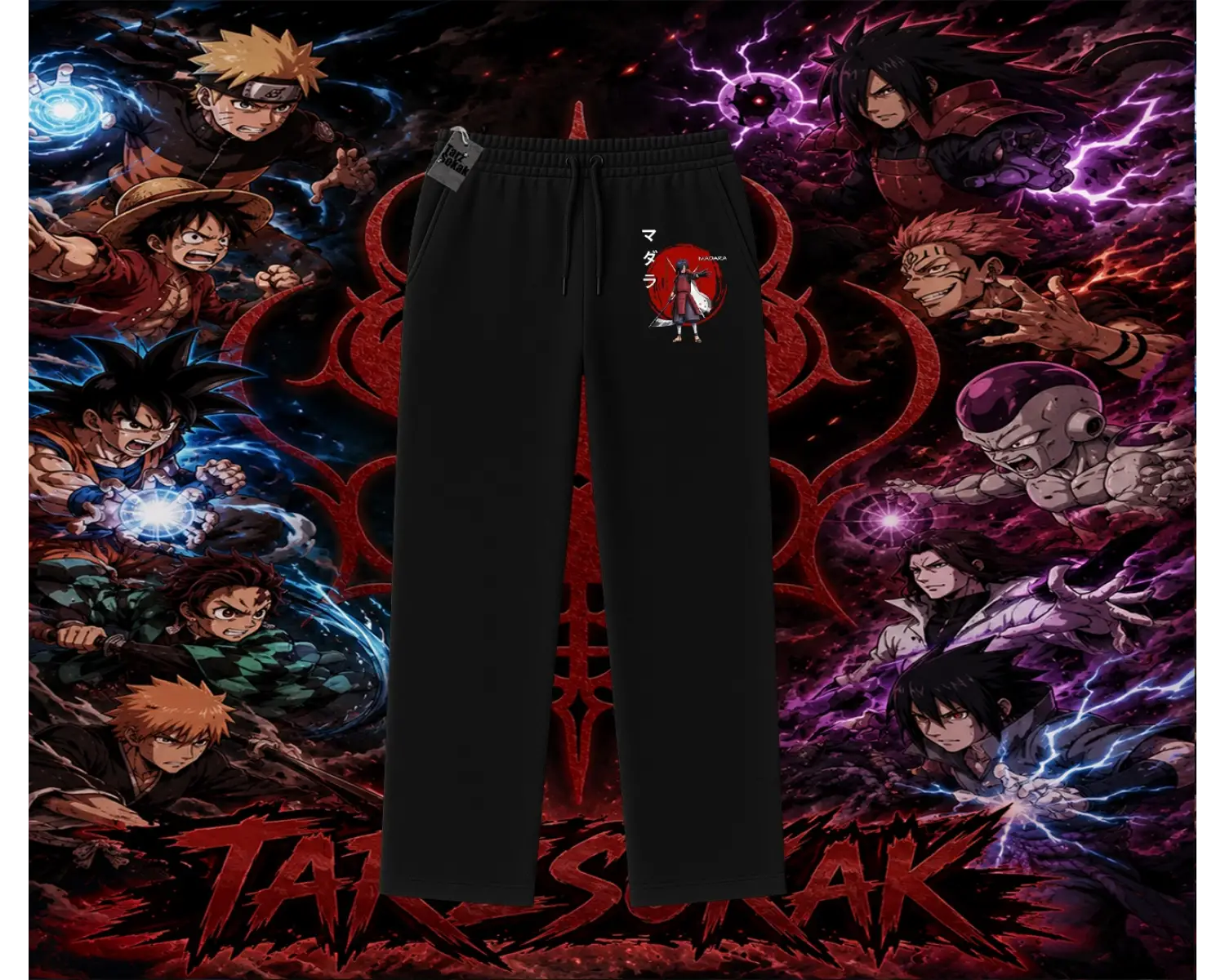 Madara Uchiha Naruto Anime Karakteri Unisex Baggy Eşofman Altı Beyaz