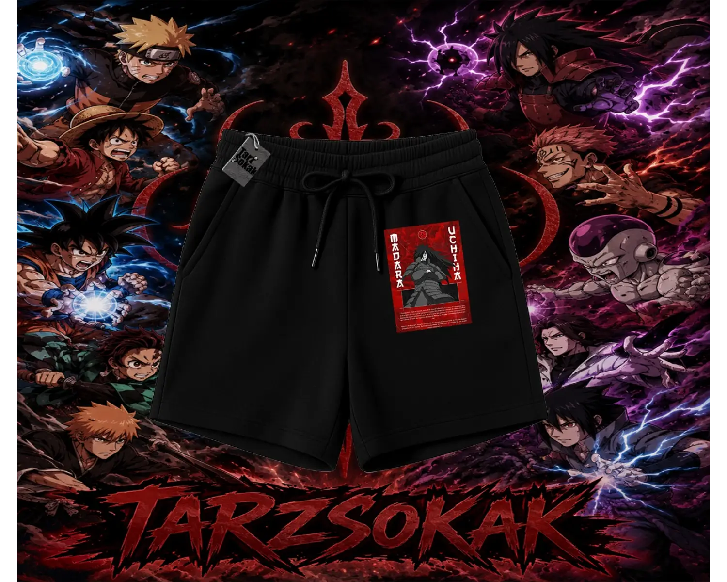 Madara Uchiha Naruto Anime Karakteri Unisex Şort Beyaz