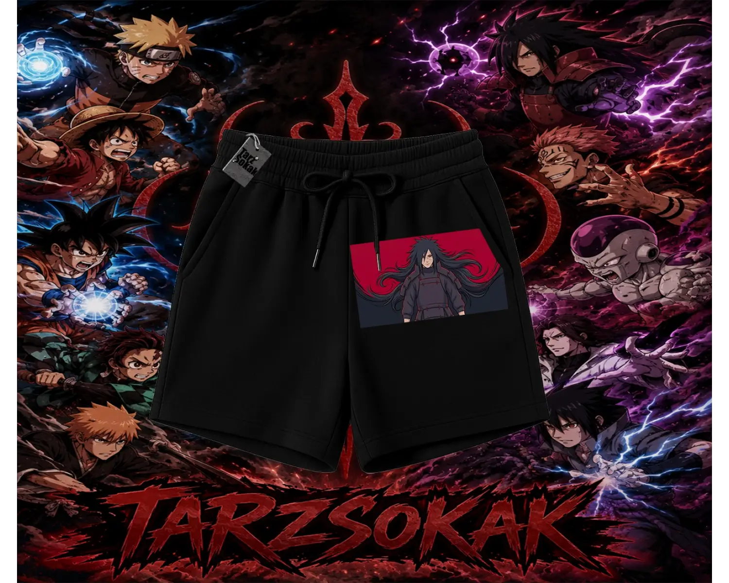 Madara Uchiha Naruto Anime Karakteri Unisex Şort Beyaz