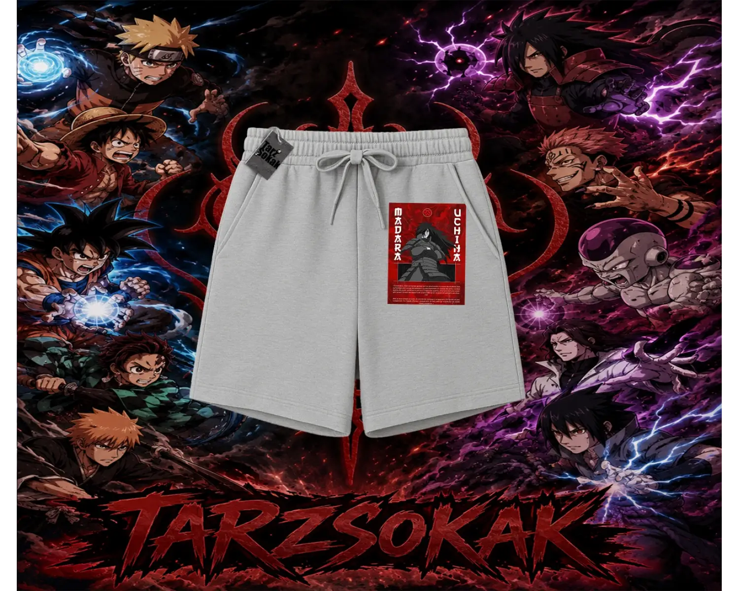 Madara Uchiha Naruto Anime Karakteri Unisex Şort Beyaz