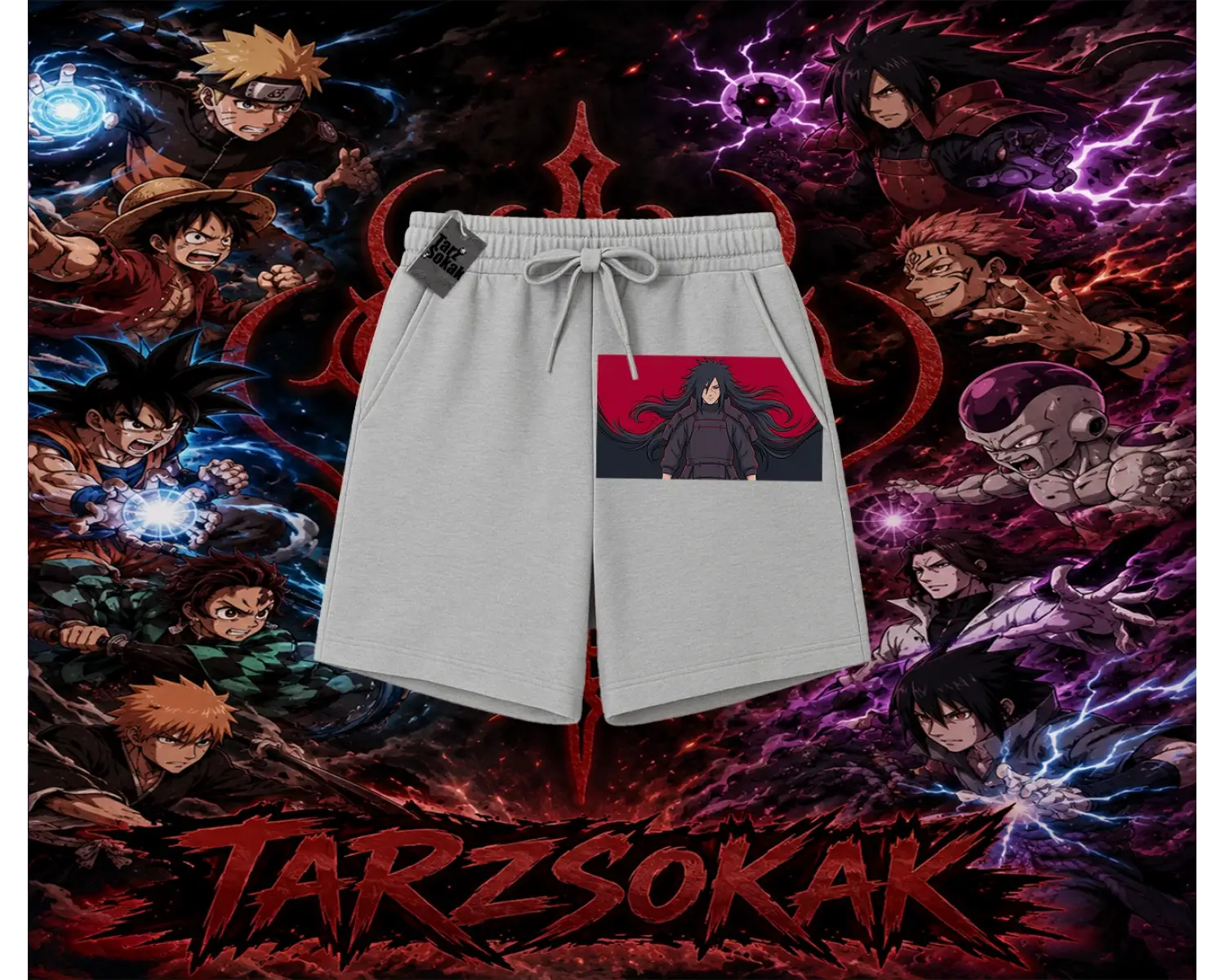 Madara Uchiha Naruto Anime Karakteri Unisex Şort Beyaz