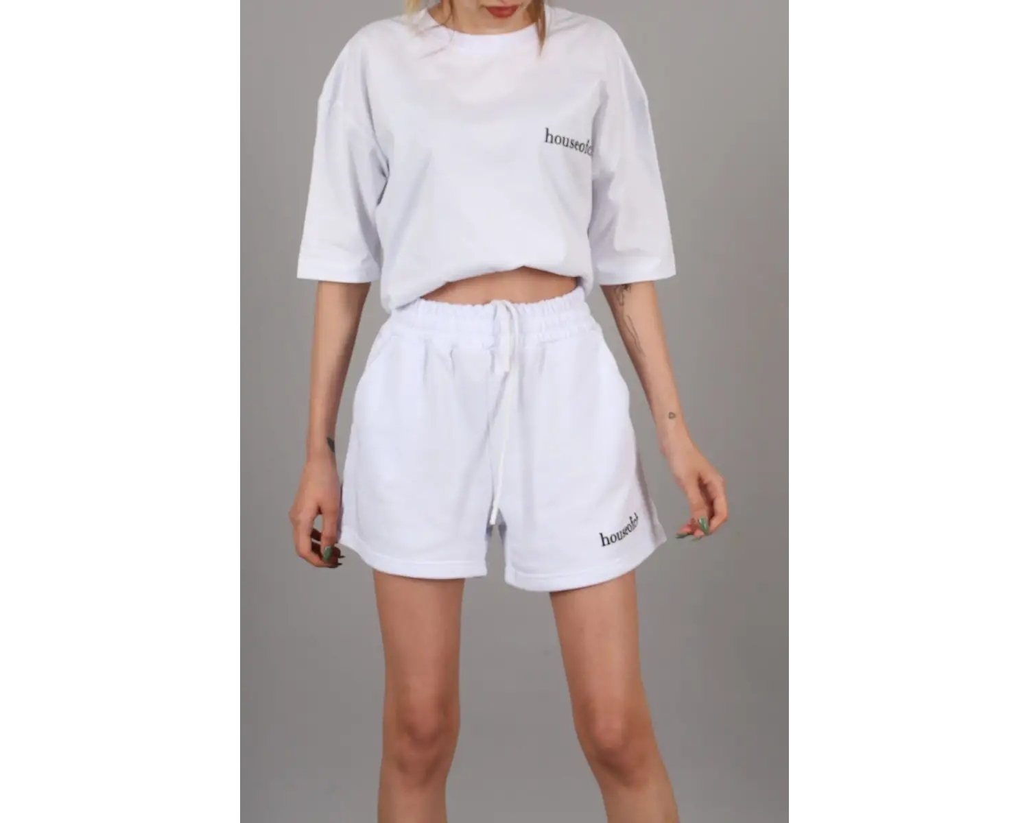 Madmext Mad Girls Beyaz Kadın Şort Takım Mg1410 MG1410