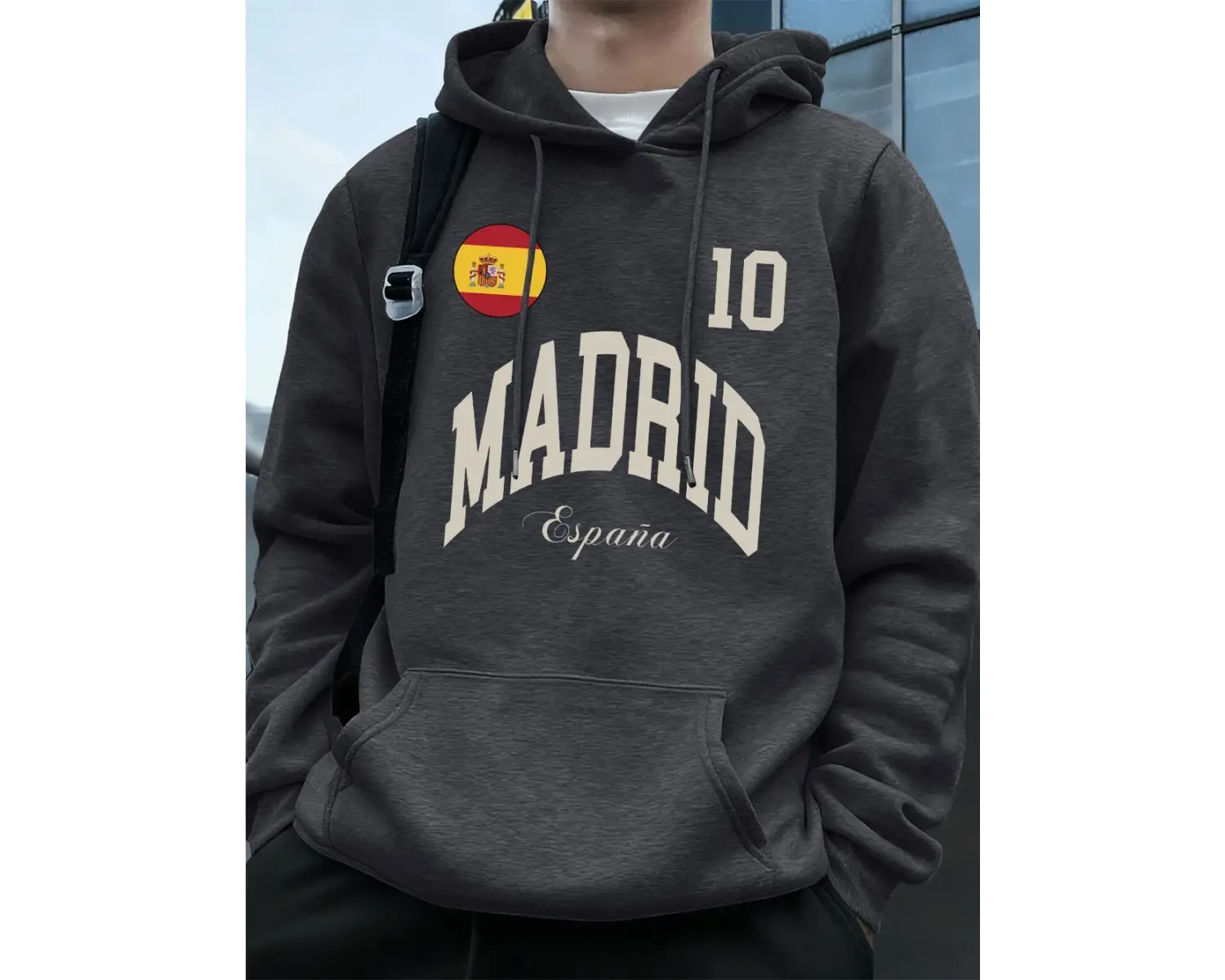 Madrid İspanya Bayrağı Mektup Baskılar Kapüşonlular Erkekler Kış Polar Sıcak Kazaklar Koşu Ce