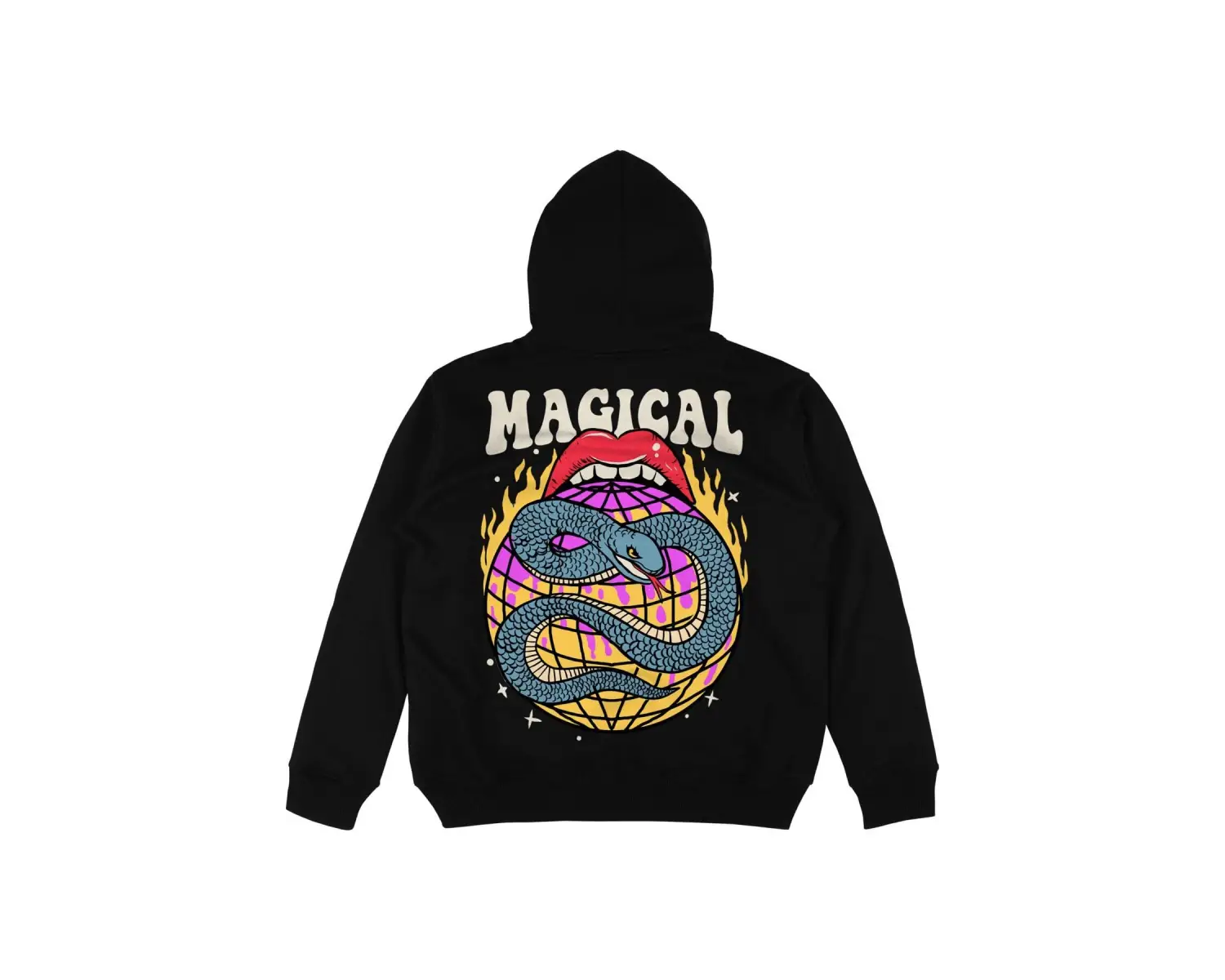 Magical Siyah Oversize Unisex Kapüşonlu Sweatshirt Hoodie