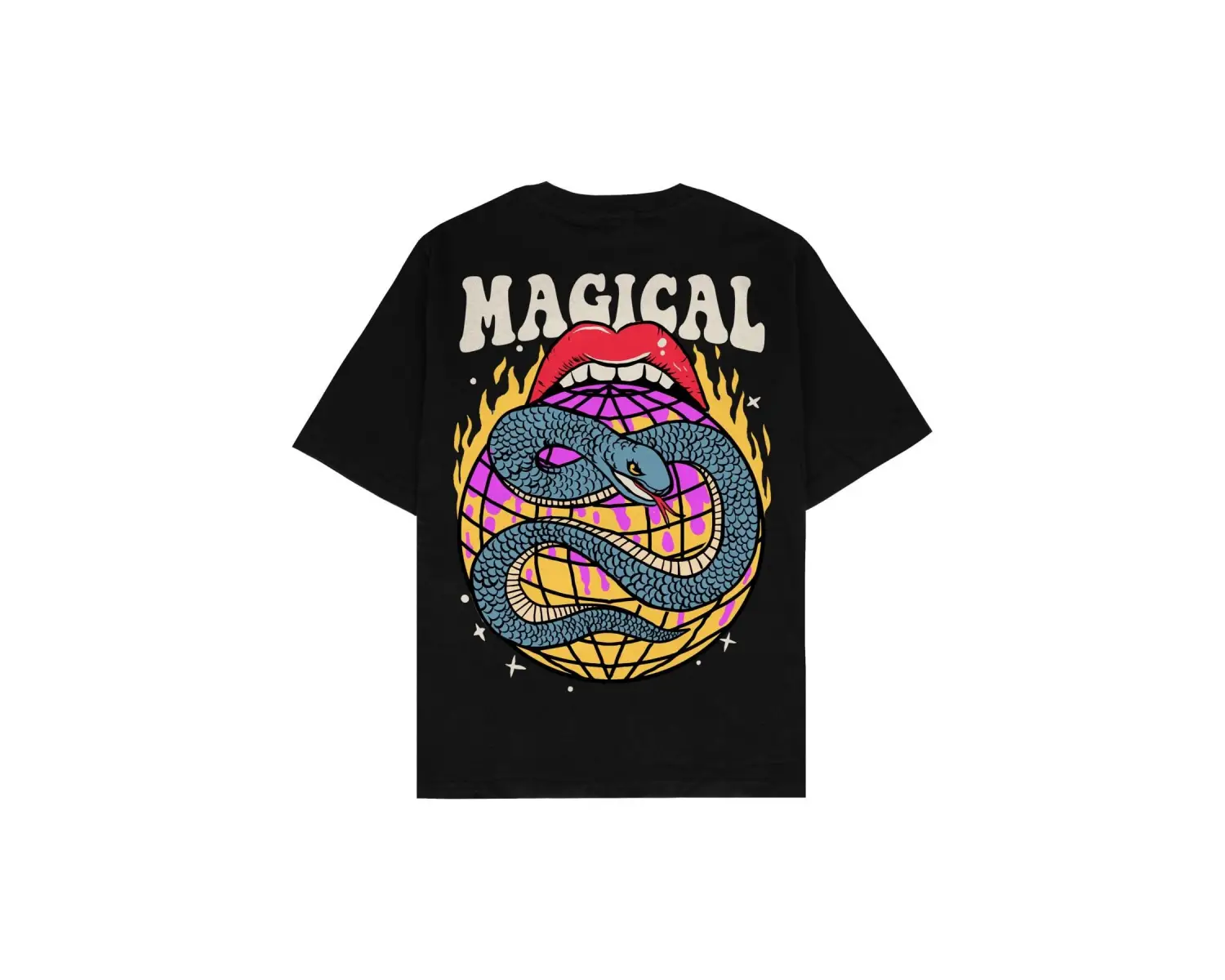 Magical Siyah Oversize Unisex T-shirt