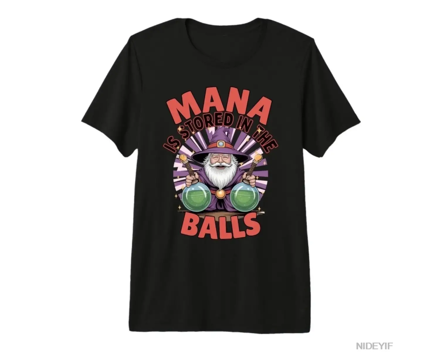 Mana is Stored in The Balls RPG Mizah Fantezi Büyücü Erkek Kadın Tişörtü %100 Pamuklu Tişörtl