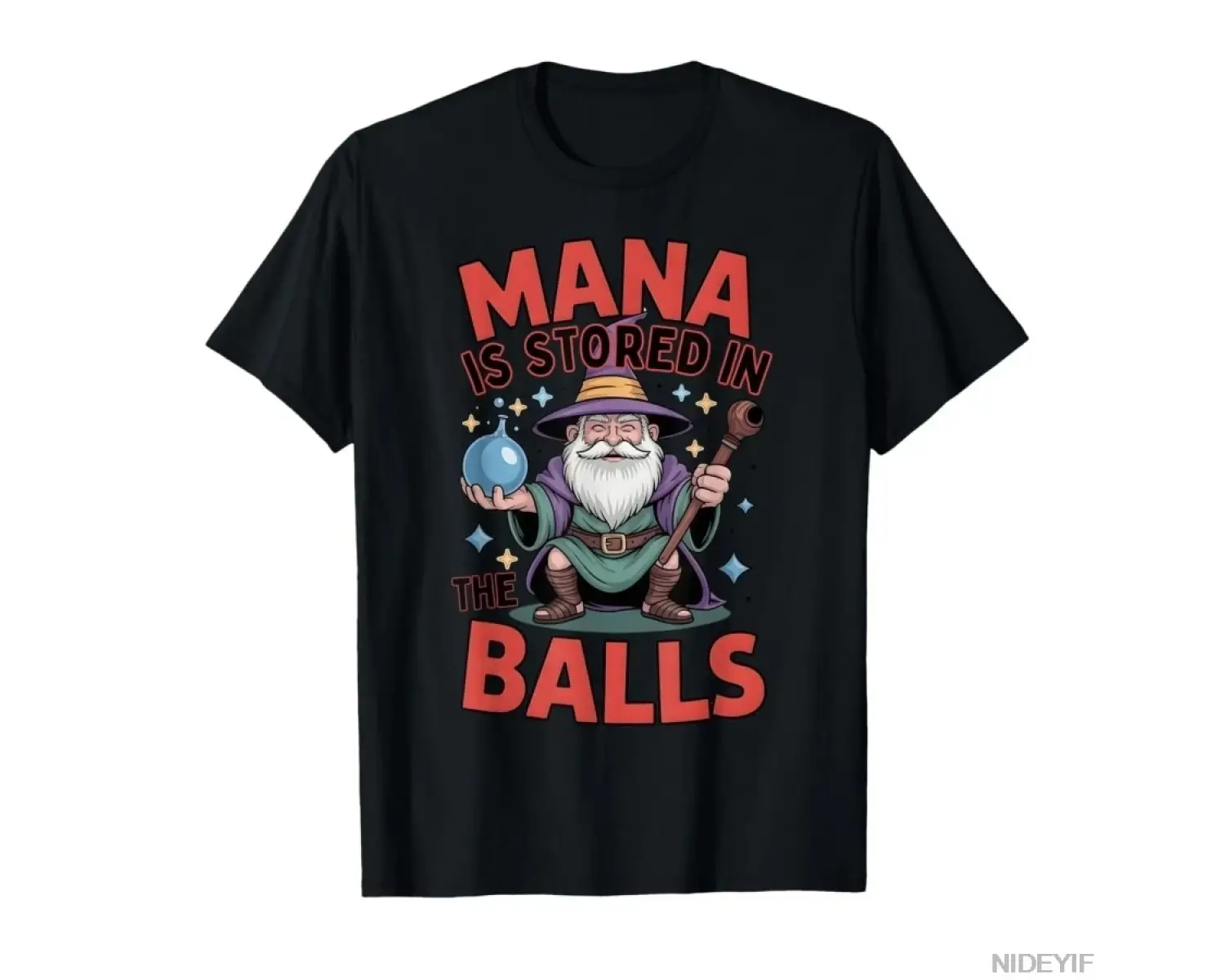 Mana is Stored in The Balls RPG Mizah Fantezi Büyücü Erkek Kadın Tişörtü %100 Pamuklu Tişörtl