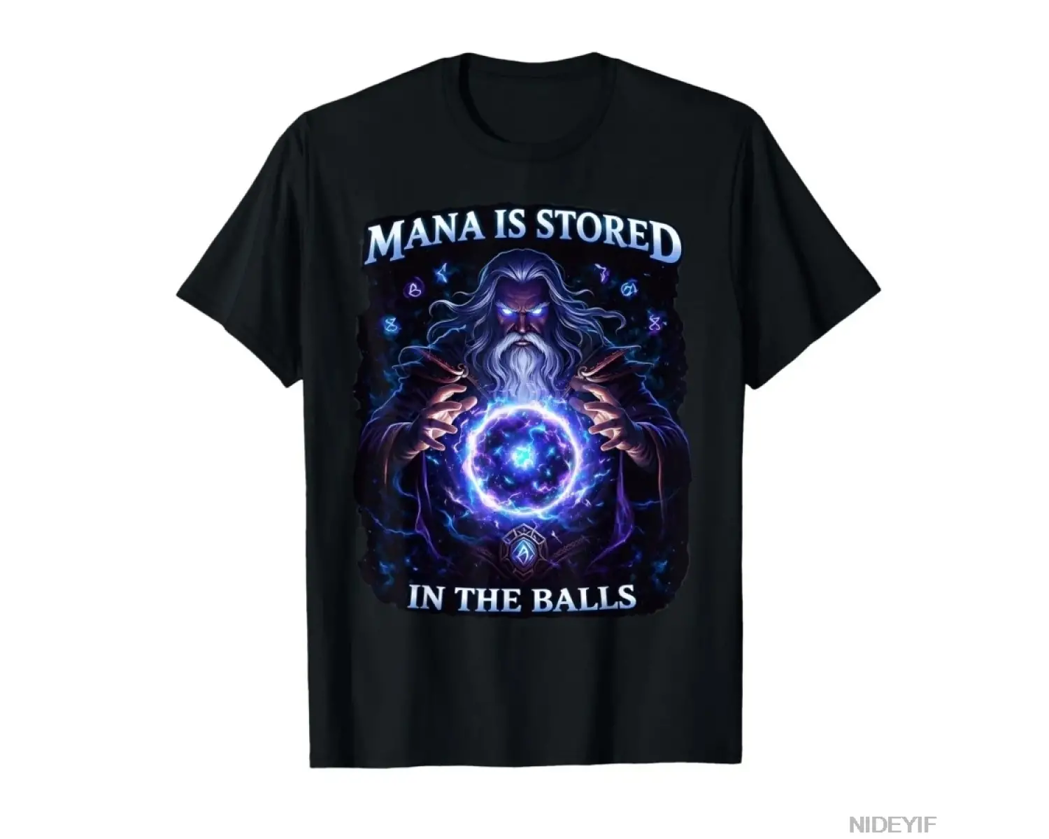 Mana is Stored in The Balls RPG Mizah Fantezi Büyücü Meme Tişörtü Erkekler Kadınlar İçin %100