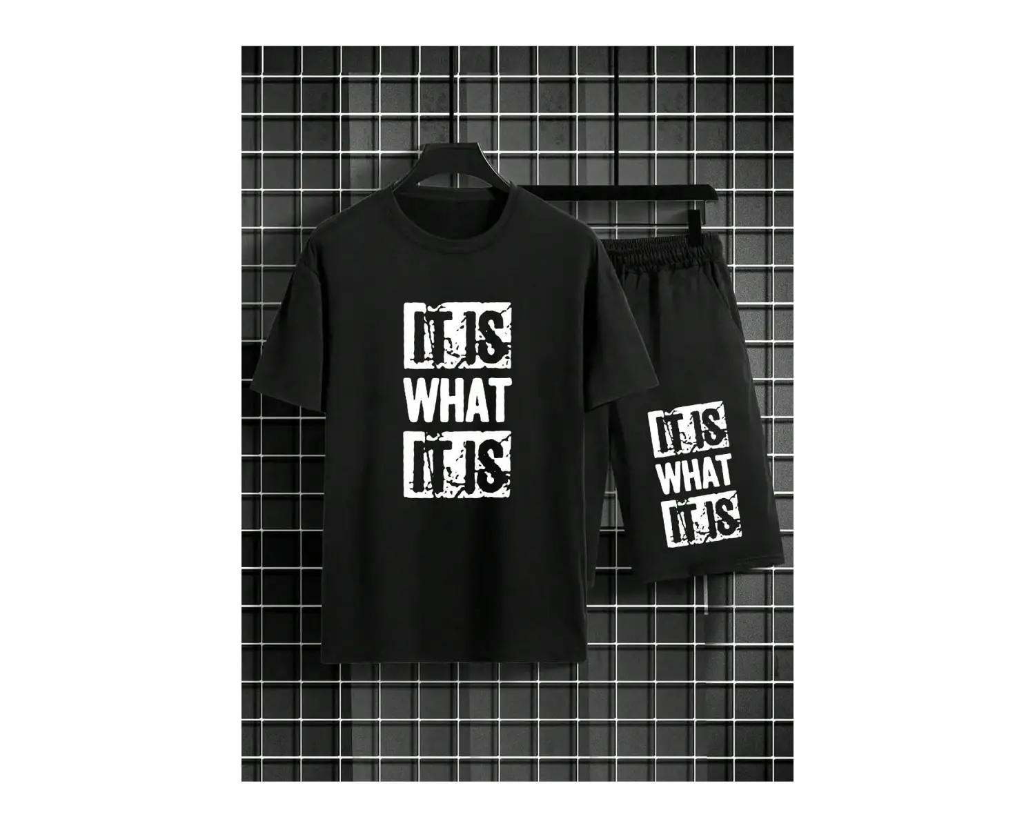 Manfinity EMRG Erkek Grafik Baskılı Tişört Ve Şort Takımı