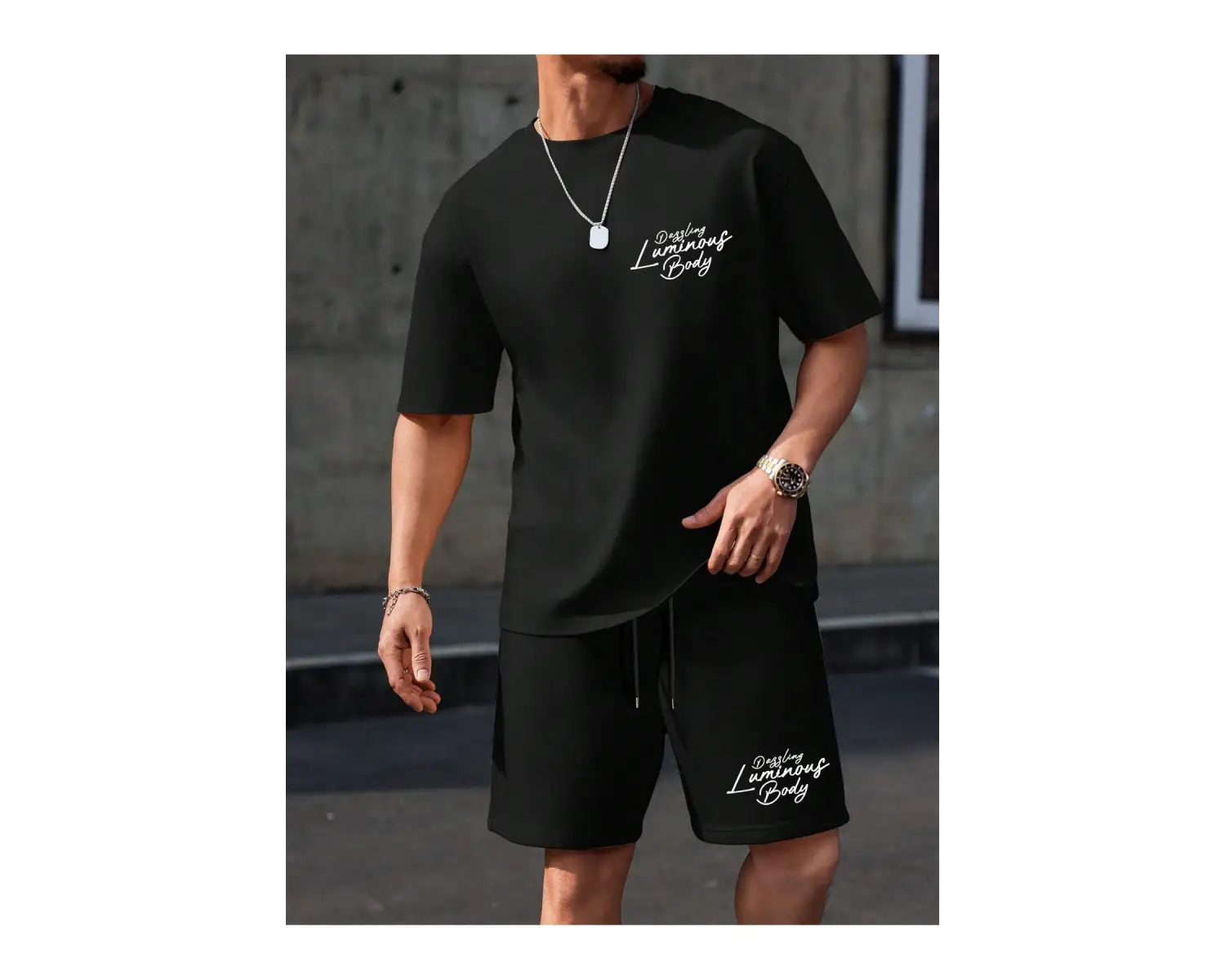 Manfinity Homme 2li Erkek Günlük Basit Kısa Kollu Tişört Ve Şort Takımı