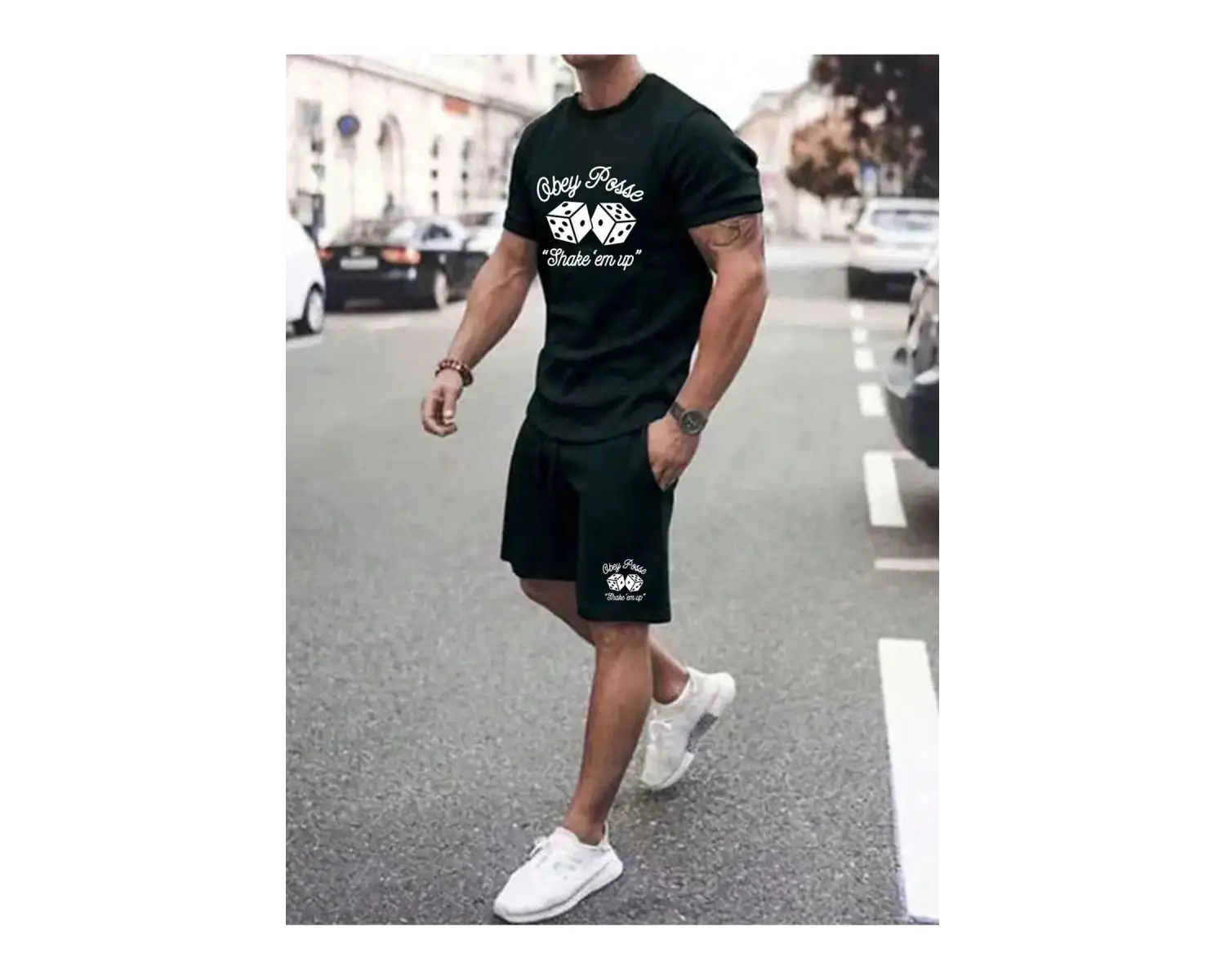 Manfinity Homme 2li Erkek Günlük Basit Kısa Kollu Tişört Ve Şort Takımı