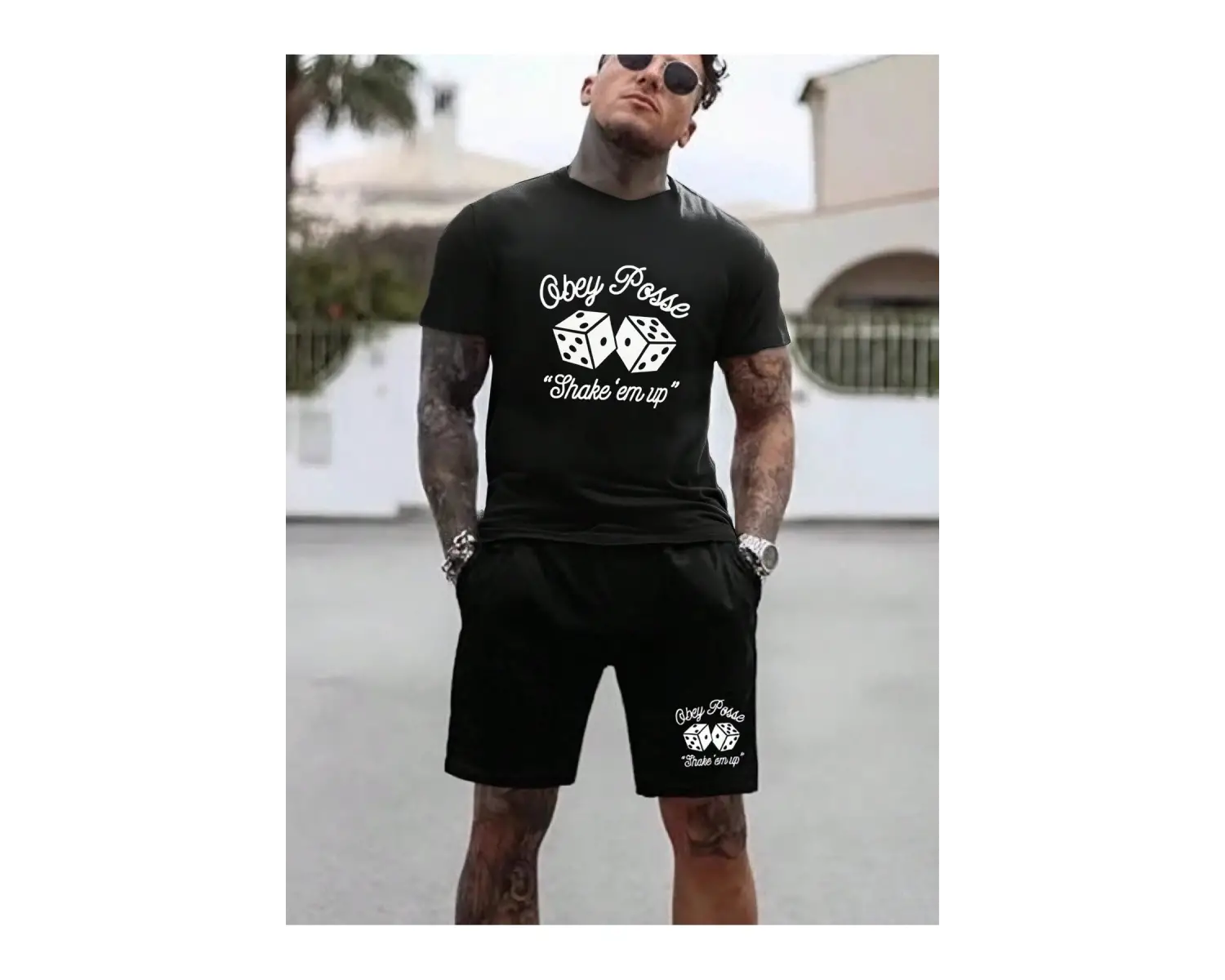 Manfinity Homme 2li Erkek Günlük Basit Kısa Kollu Tişört Ve Şort Takımı