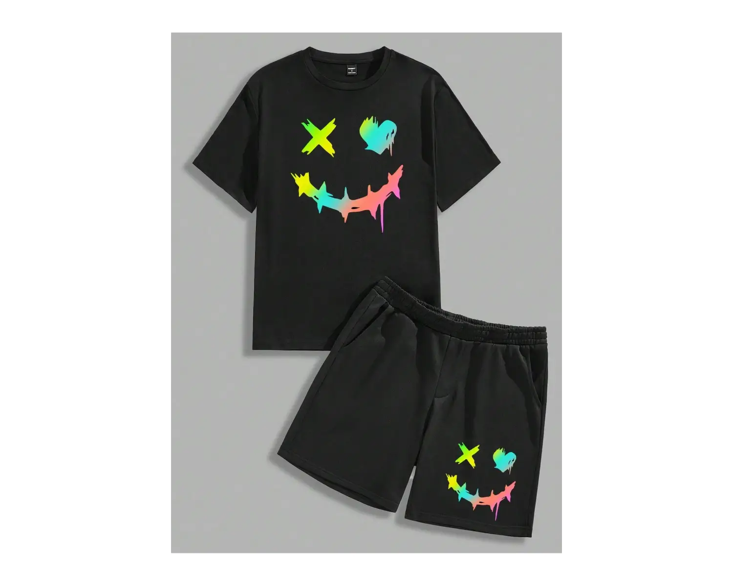 Manfinity Homme 2li Erkek Günlük Basit Kısa Kollu Tişört Ve Şort Takımı