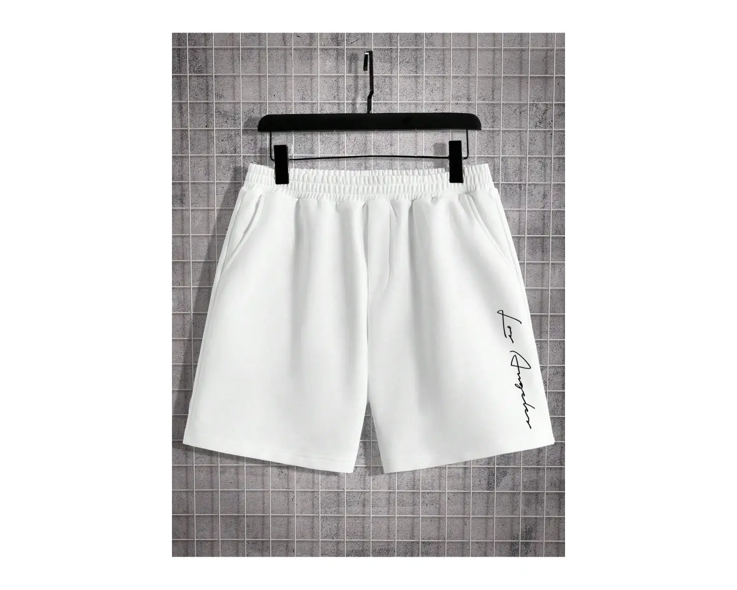 Manfinity Homme Beyaz Örme Erkek Kısa Kollu Tişört ve Şort Takımı