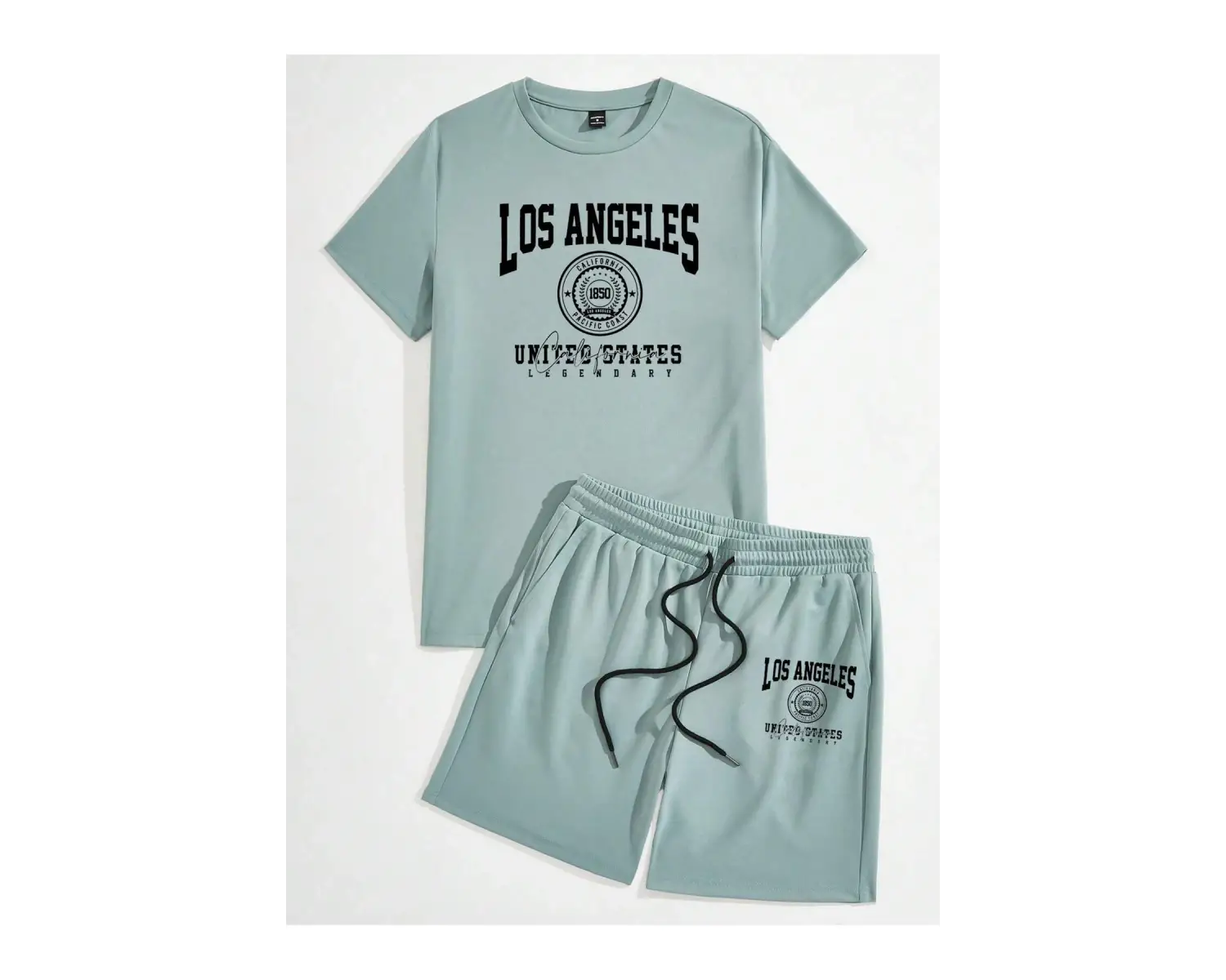 Manfinity Homme Casual College Style Tipografi Tişört ve Şort Takımı