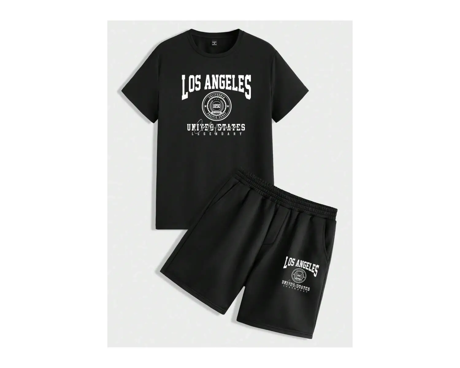 Manfinity Homme Casual College Style Tipografi Tişört ve Şort Takımı