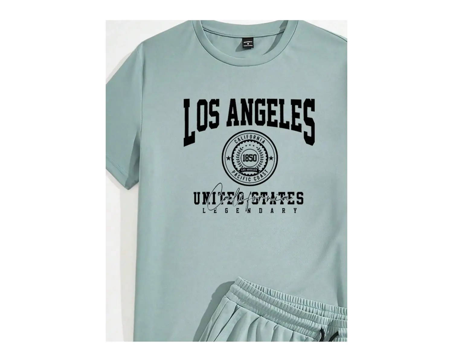 Manfinity Homme Casual College Style Tipografi Tişört ve Şort Takımı