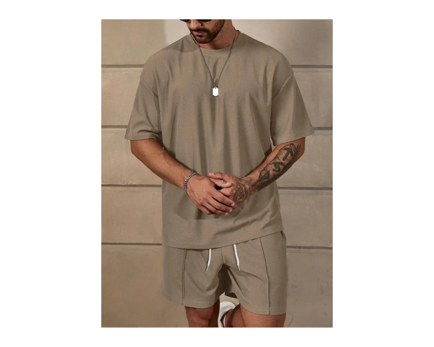 Manfinity Homme Erkek Düz Bol Bel Şortu