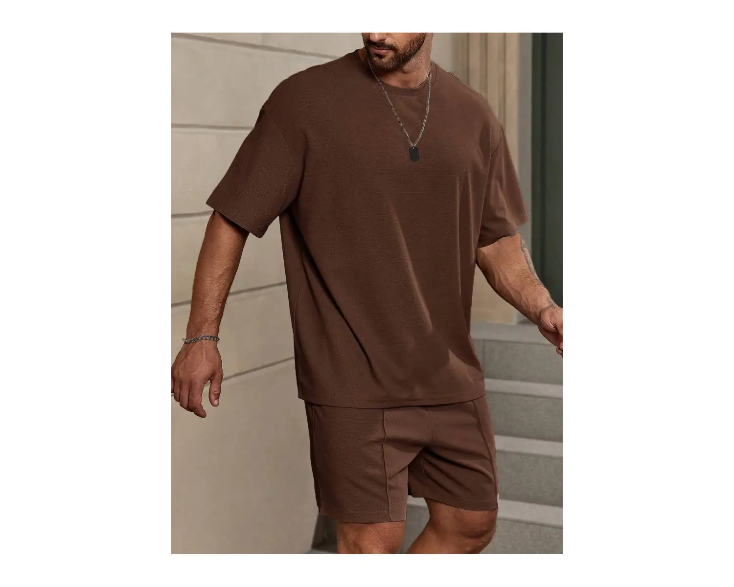 Manfinity Homme Erkek Düz Bol Kesim Bel Şortu