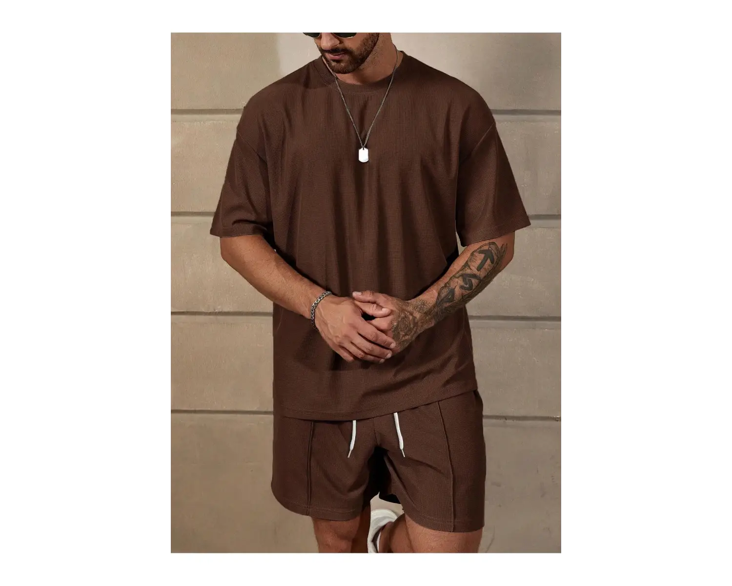 Manfinity Homme Erkek Düz Bol Kesim Bel Şortu