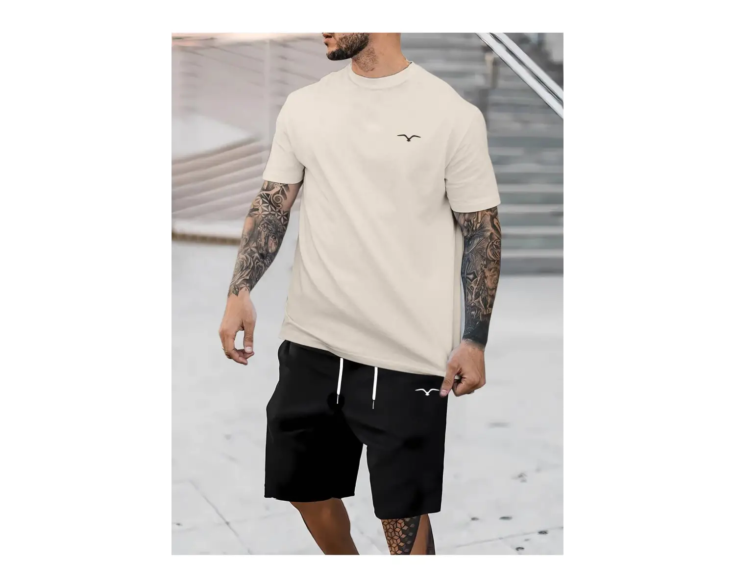 Manfinity Homme Erkek Grafik Tişört ve Şort Takımı