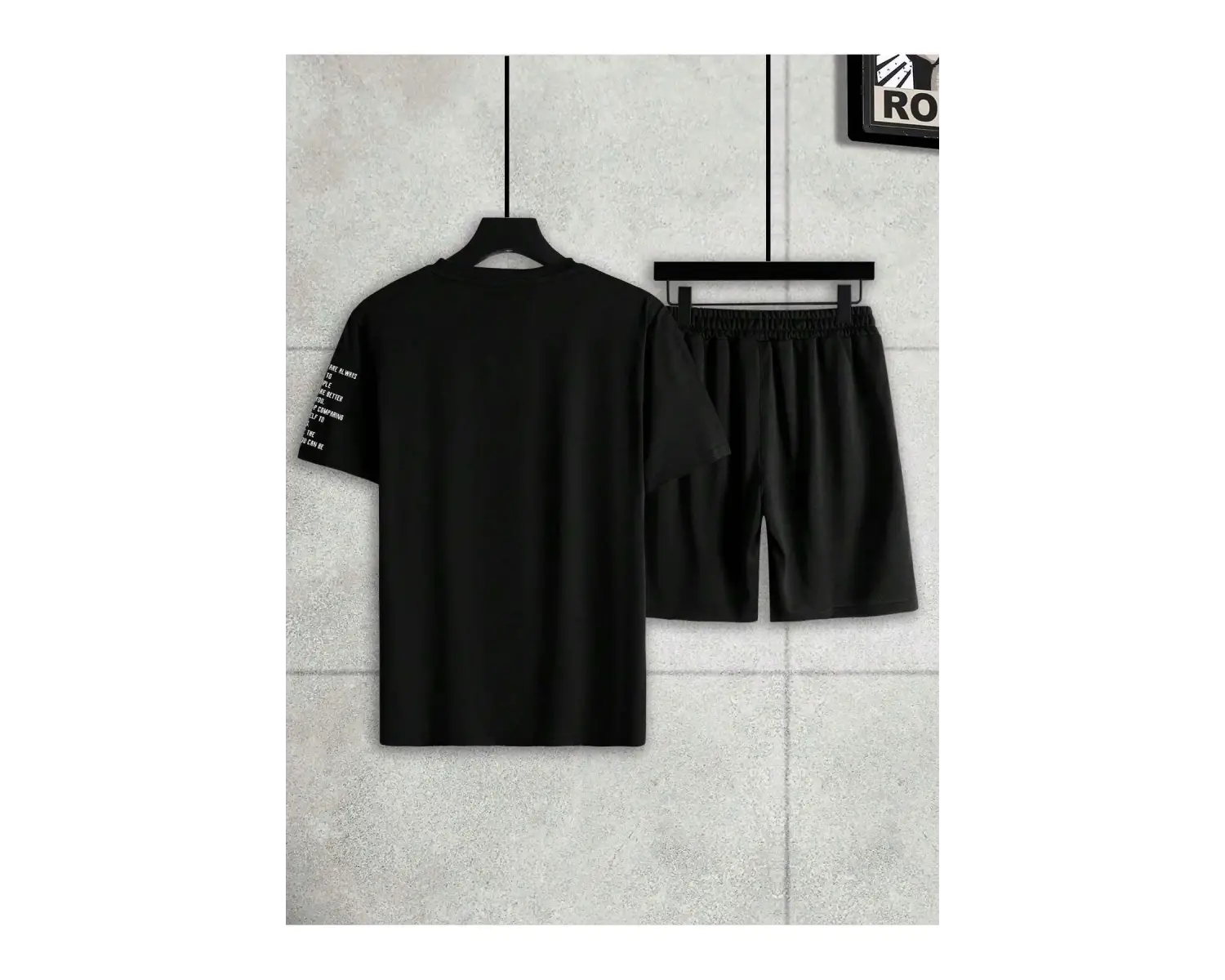 Manfinity Homme Erkek Günlük Slogan Harf Grafik Kısa Kollu Tişört Ve Şort Takımı