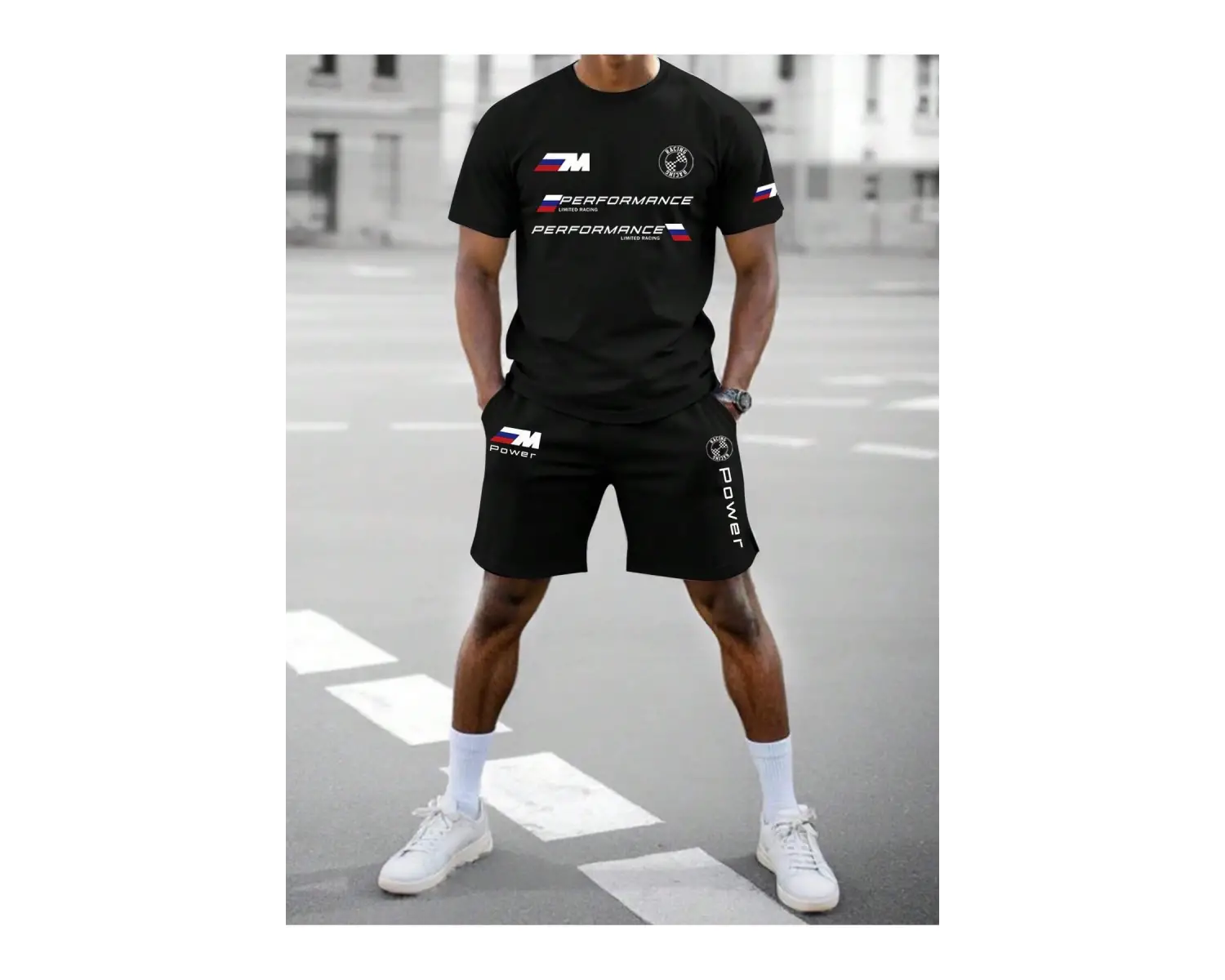 Manfinity Homme Erkek Slogan Baskılı Tişört Ve Şort Takımı