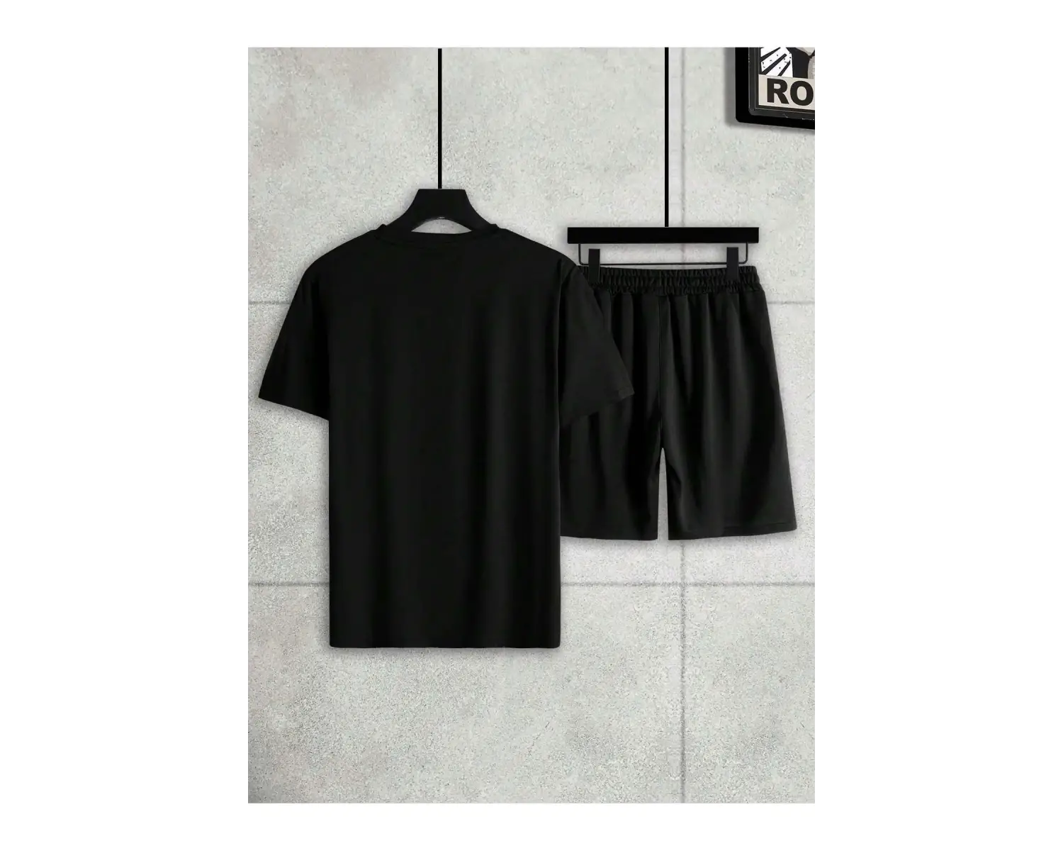 Manfinity Homme Erkek Yazlık Mektup Baskılı Yuvarlak Tişört ve Şort Takımı