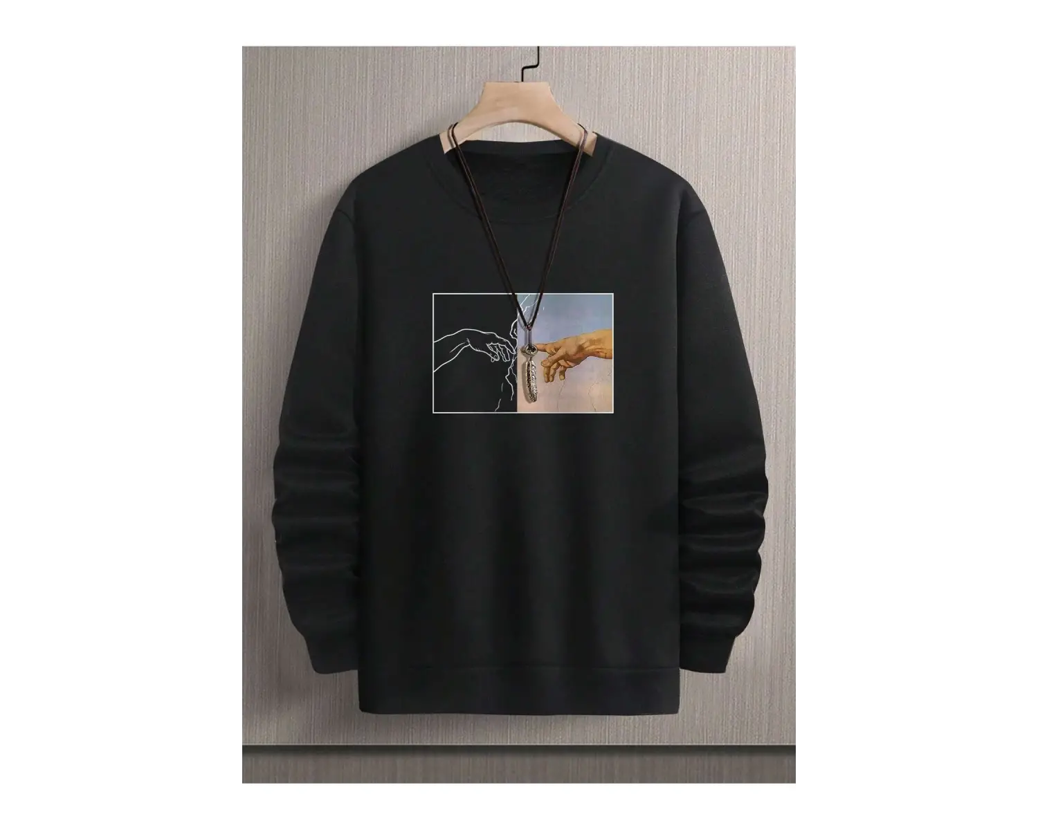 Manfinity Homme Hand Print Drop Shoulder Sweatshirt Beyaz