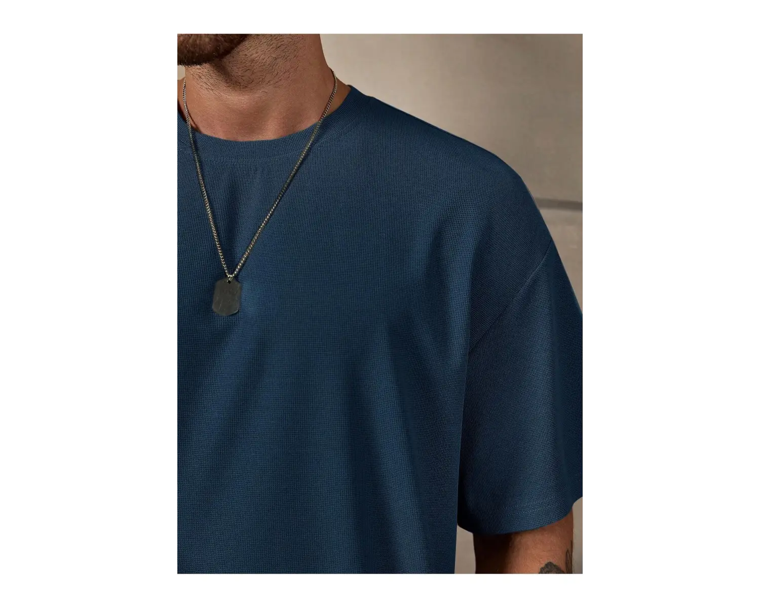 Manfinity Homme Loose Fit Erkek Düz Renk Düşük Omuz Tişört Ve Şort Takımı