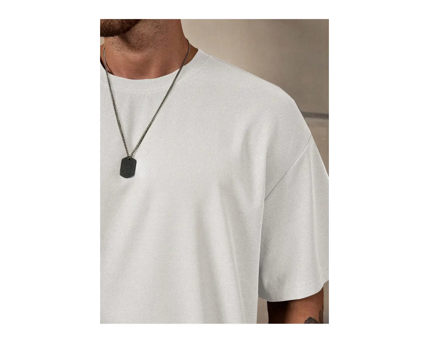 Manfinity Homme Loose Fit Erkek Düz Renk Düşük Omuzlu Tişört ve Şort