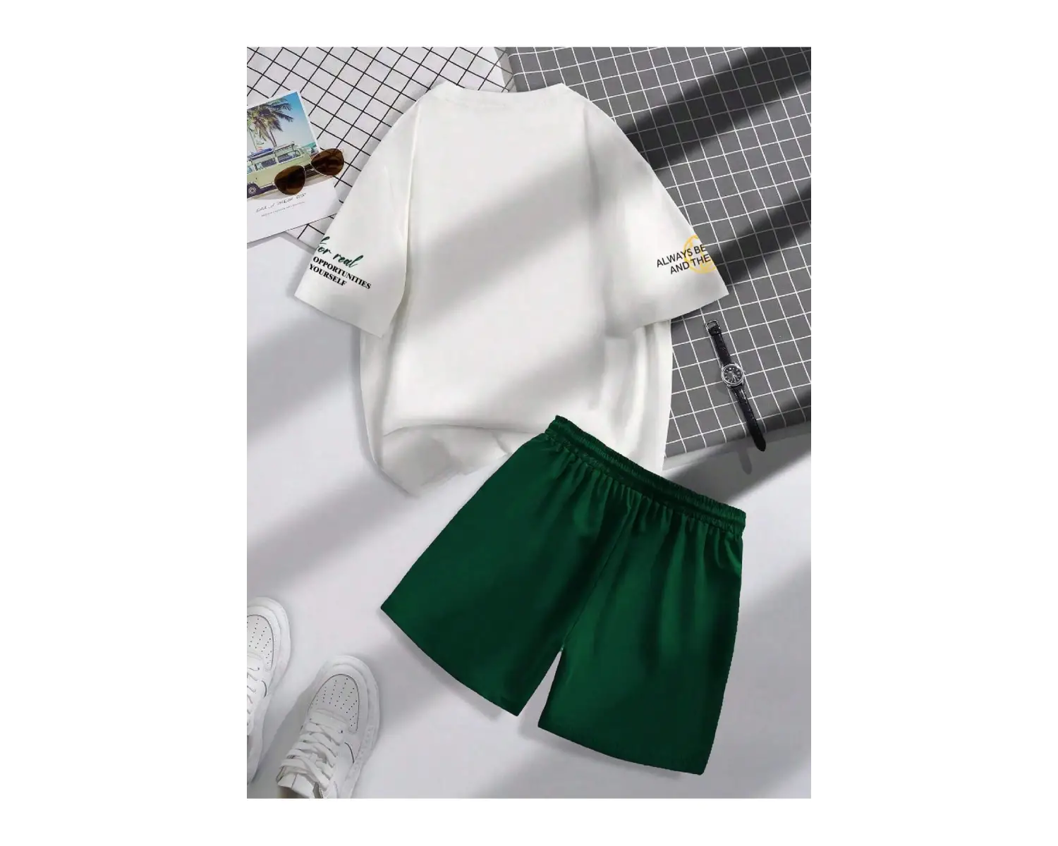 Manfinity Hypemode 2 Adet/Takım Erkek Mektup Baskılı Mürettebat Yaka Kısa Kollu Rahat Tişört