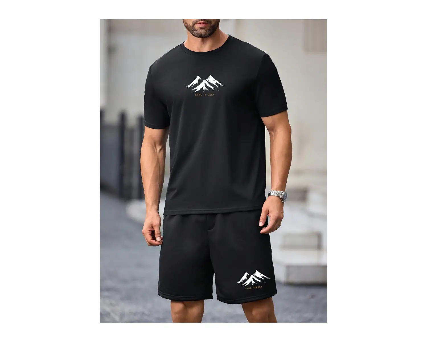 Manfinity Hypemode 2 Adet/Takım Örme Erkek Kısa Kollu Tişört Ve Şort Takımı