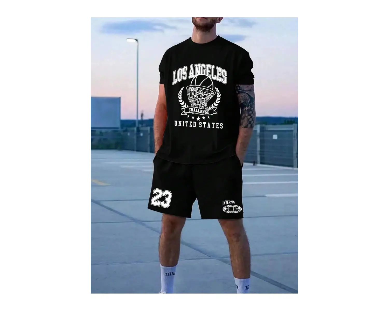 Manfinity Hypemode 2 Adet/Takım Örme Erkek Kısa Kollu Tişört Ve Şort Takımı