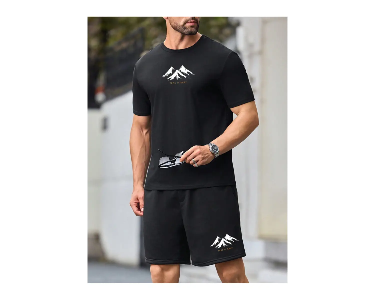 Manfinity Hypemode 2 Adet/Takım Örme Erkek Kısa Kollu Tişört Ve Şort Takımı