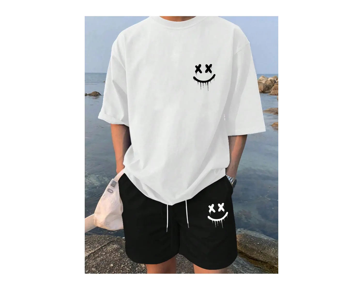 Manfinity Hypemode Erkek Baskılı Kısa Kollu Tişört Ve Şort Takımı