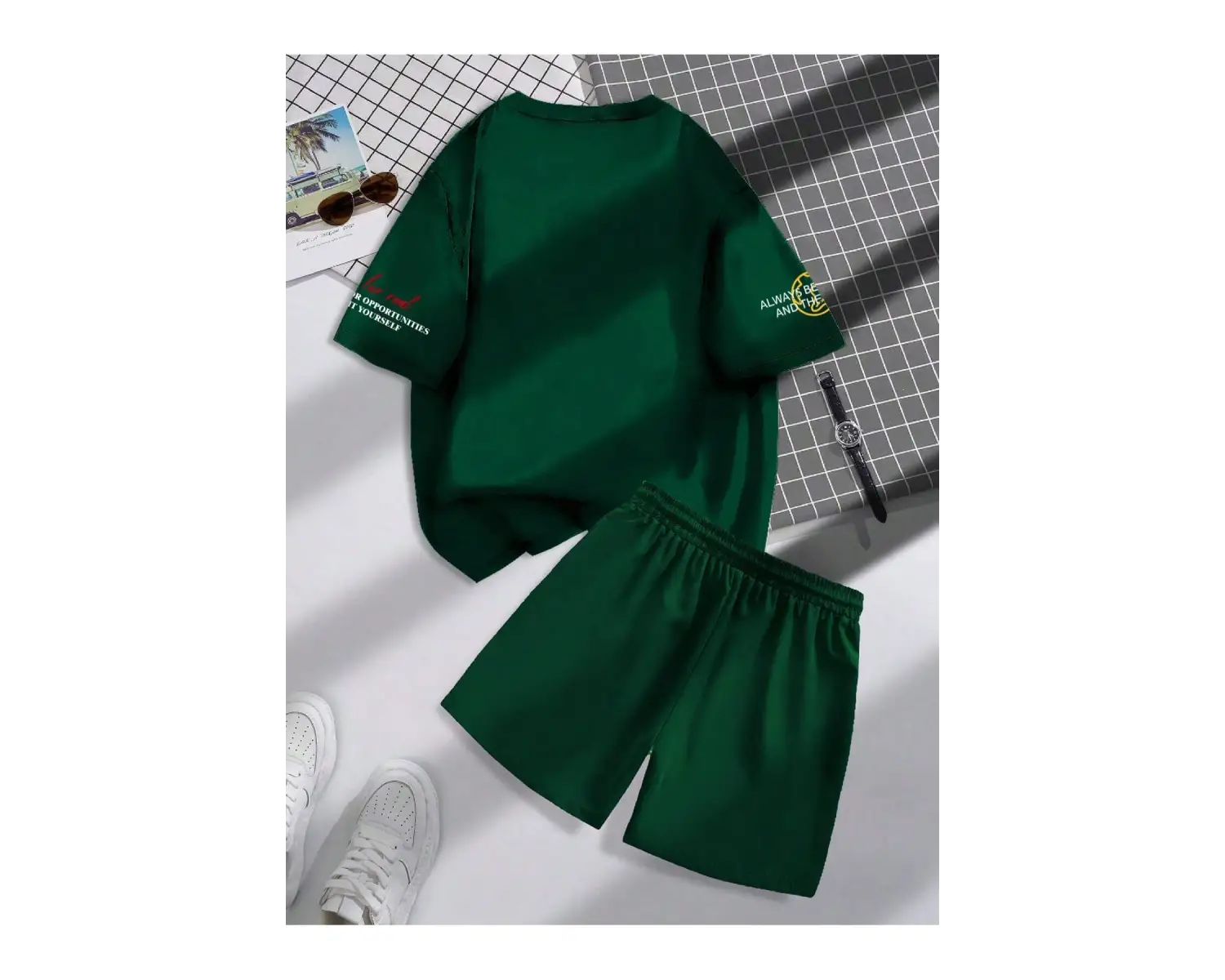 Manfinity Hypemode Erkek Fitted Tişört Ve Şort Takımı Minimalist Moda Günlük Giyim