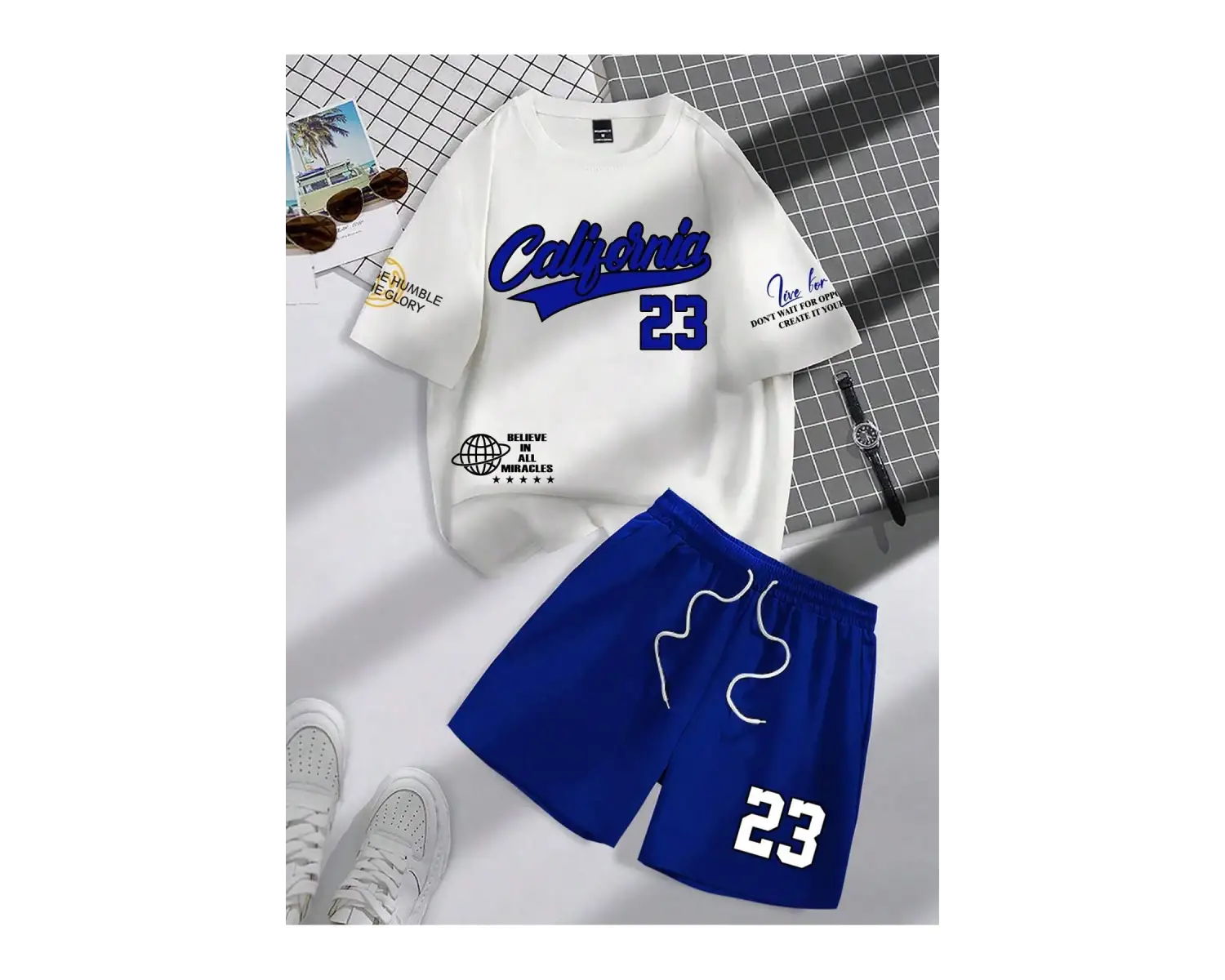 Manfinity Hypemode Erkek Harf ve Rakam Baskılı Mürettebat Yaka Kısa Kollu